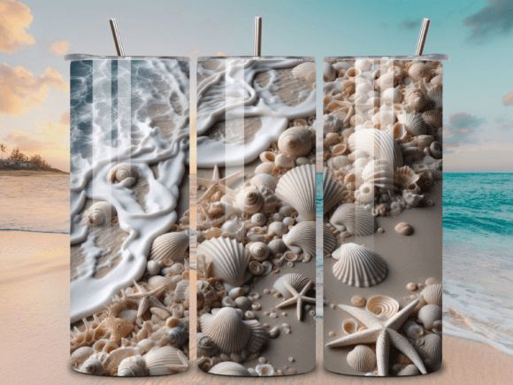 3D Seashells Beach Tumbler Wrap V2: A Perfect Addition to Your Summer Collection