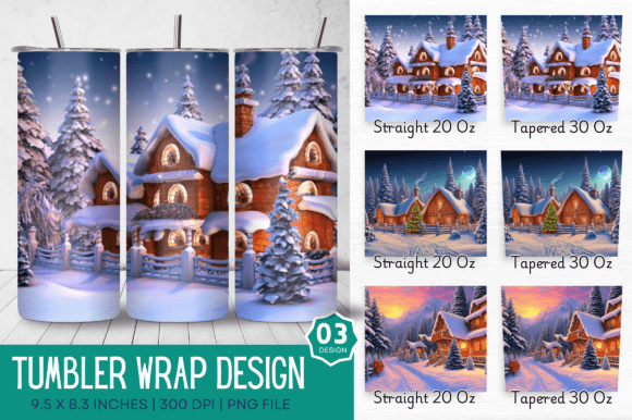 3D Winter Christmas Sublimation Tumbler