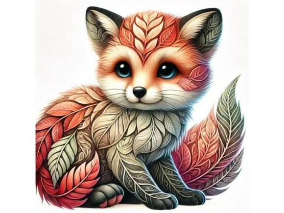 A 3D Baby Fox with Intricate Leaf Pattern: A Versatile Design for Creative Projects