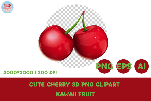 Add a Touch of Sweet, Vibrant Charm with Cute Cherry 3D PNG Clipart