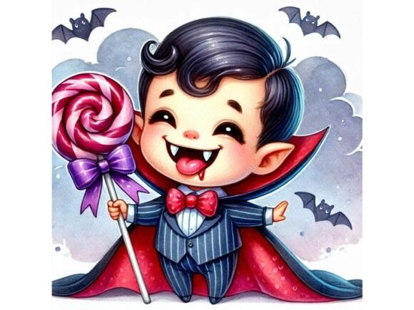 Charming 3D Baby Vampire with Tiny Fangs