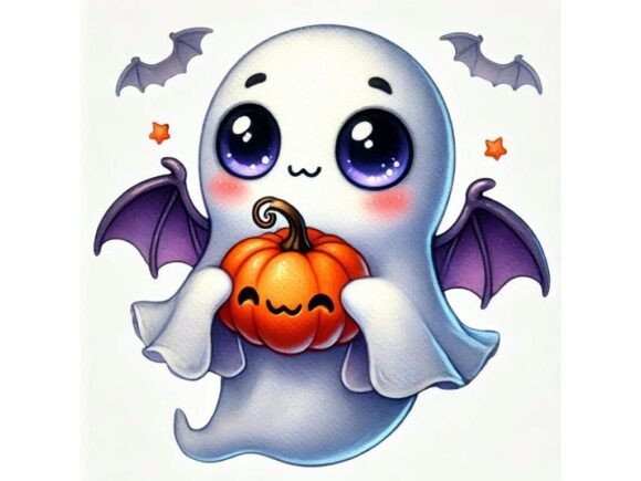 Cute and Sparkling 3D Chubby Ghost