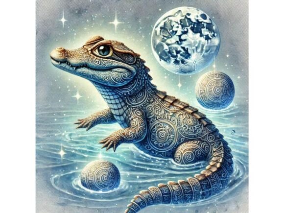 Discover the Charm of a 3D Baby Crocodile with Ancient Marking