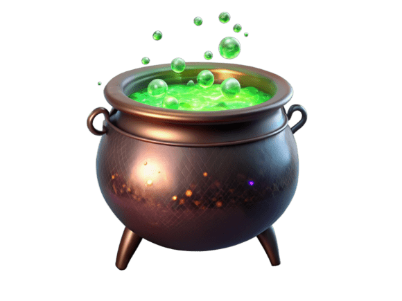 Discover the Magic of Halloween Witches Violet Cauldron 3D PNG