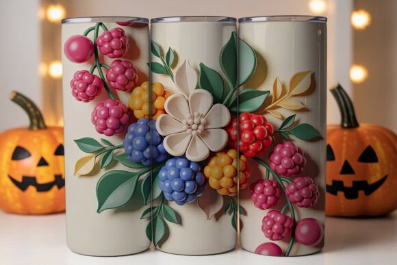 Enhance Your 20oz Tumbler with the 3D Berry Floral Wrap