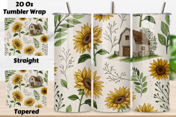 Enhance Your Drinkware with 3D Rustic Sunflower Seamless Tumbler PNG Designs