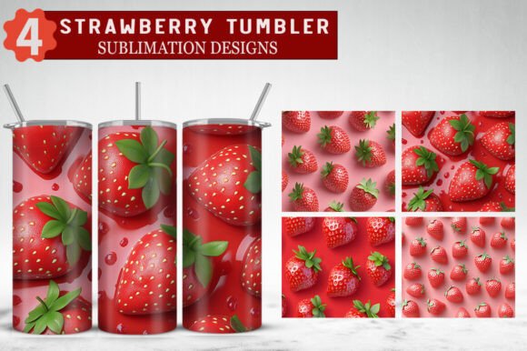 Enhance Your Drinkware with the 3D Strawberry Tumbler Wrap PNG Bundle