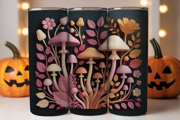 Enhance Your Tumbler with 3D Floral Mushroom Wrap
