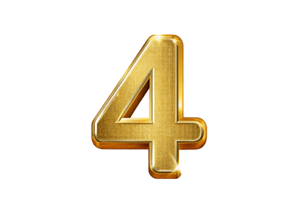 Explore 3D Golden Number 4 on PNG