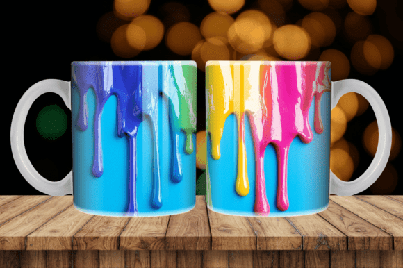 Explore Creativity with 3D Rainbow Dripping Paint Mug