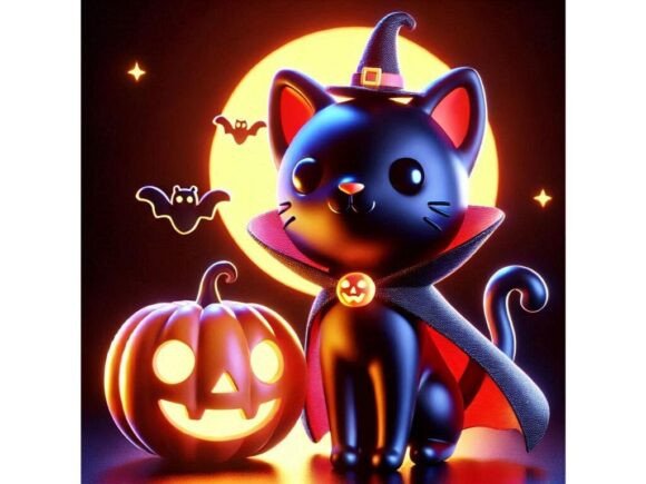 Exploring the Versatility of a 3D Black Cat Wearing a Tiny Cape