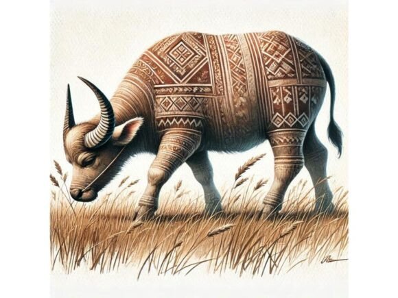 Exploring the Versatility of a 3D Buffalo Calf with Earthtoned Tribal Design