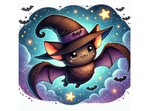 Exploring the Versatility of a 3D Cute Bat Wearing a Witch’s Hat, F