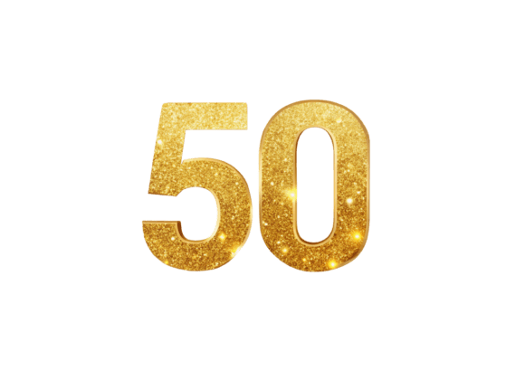 High-Quality 3D Golden Number 50 PNG File
