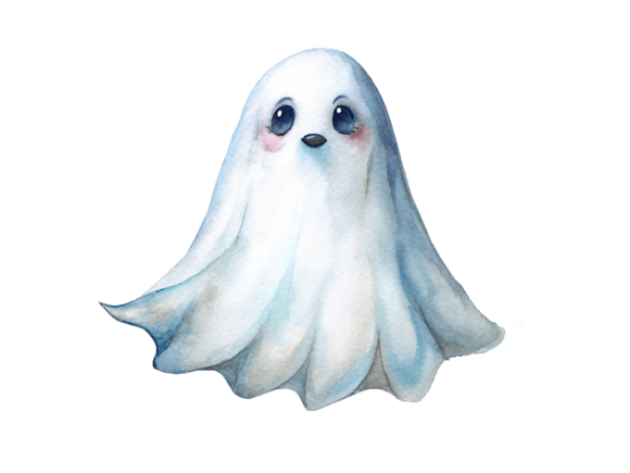 PNG White Ghost with Black Eyes 3D Icon