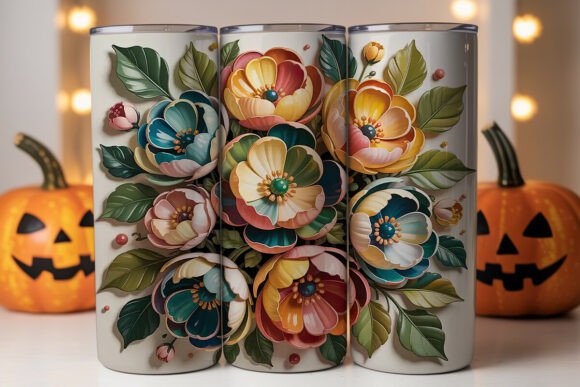 Strategic Use of 3D Floral Tumbler Wrap PNG for Enhanced Branding and Productivity