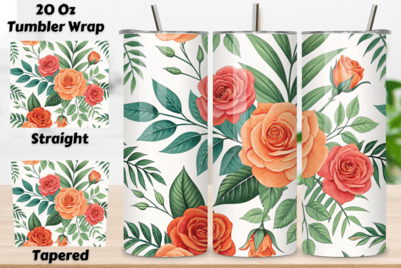 Transform Your Tumblers with 3D Tropical Rose Seamless Wraps