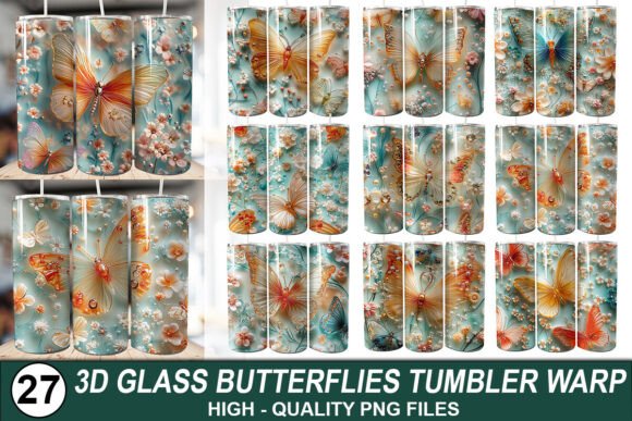 Transform Your Tumblers with the 3D Glass Butterfly Tumbler Wrap Bundle