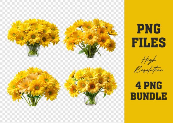 Unlock Your Creativity with the 3D PNG Brunch of Yellow Flowers Bundle