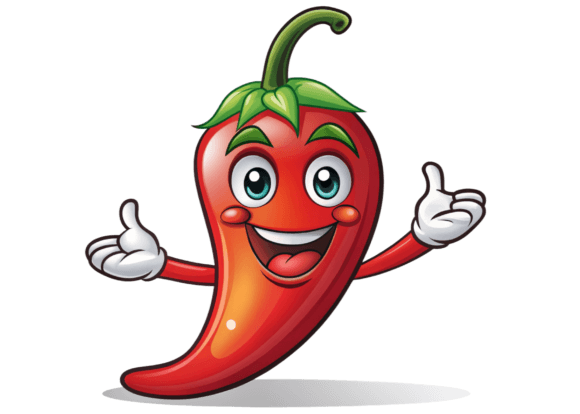 Watercolor 3D Cartoon Chili Pepper Logo