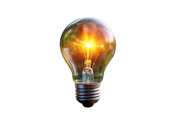 Watercolor 3D Glowing Light Bulb 4 PNG